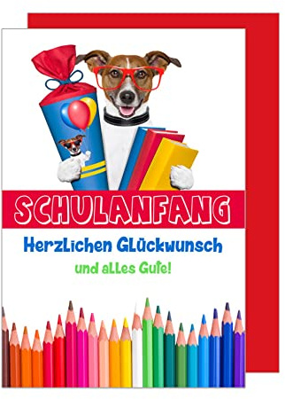 Edition Seidel Premium Glückwunschkarte zur Einschulung mit Umschlag. Einschulungskarte Grußkarte Karte zum Schulanfang Schuleinführung Schulstart Spruch Mädchen Junge 1.Klasse (ES116 SW022)