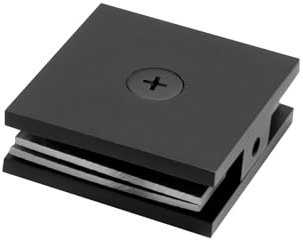 CKB Morsetto in ottone per vetro da 8 mm-10 mm, nero opaco, 50 mm x 50 mm, morsetto a U per montaggio su porta doccia.