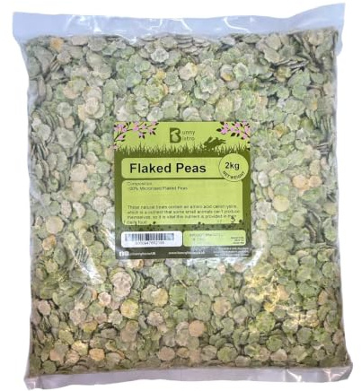 Bunny Bistro Flaked Peas 2kg | Natural Dried Pea Flakes for Guinea Pigs, Rabbit, Small Animal Treat, Healthy Forage for Small Pets