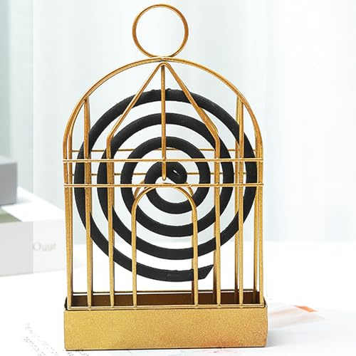Support Bobine Moustique, Support de Bobine de Moustique Spirale Anti-Moustiques, Métal Brûleur d'Encens,Porte Encens Métal Classique,Support Bobine Anti-Moustique Portatif,Mosquito Coil Holder (Gold)