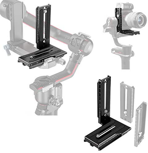 EaxanPic Aluminum L Bracket Vertical Horizontal Switching Quick Release Plate for DJI Ronin RS2 SC2 Zhiyun Weebill-S Gimbal Stabilizer Tripod Monopod and SLRs