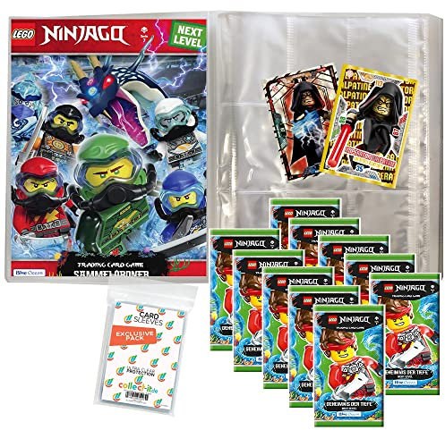 Bundle mit Blue Ocean Lego Ninjago 7 Next Level Trading Cards - 1 Leere Sammelmappe + 10 Booster + Exklusive Collect-it Hüllen