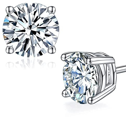 Moissanite Stud Earrings for Women,Sterling Silver 925 Earrings Jewelry Engagement Gifts for Women Men (0.6 CTW (0.3 Ct Each))