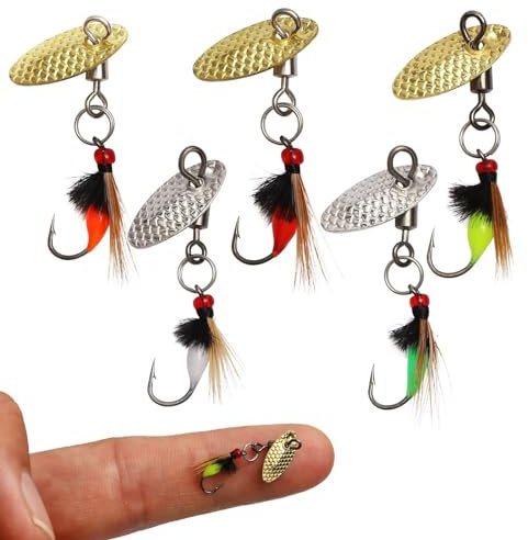 Dovesun Fliegenfischen Köder Angelköder Fliegenfischen Fliegen zum Nassfischen Fliegen zum Fischen Köder mit Angeln Spinner für Bass Sonnenbarsch, Hecht 18# 5pcs
