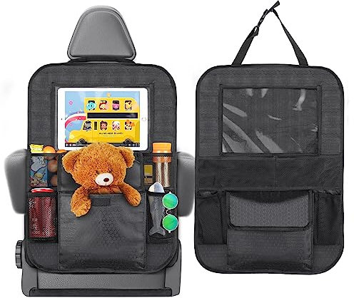 Romon Rückenlehnenschutz Auto Kinder,600D Oxford Stoff Wasserdicht und Pflegeleicht Autositz Rücksitz Organizer mit 12 Zoll Tablet-Tasche,Autositzschoner Rückenlehne für Kinder