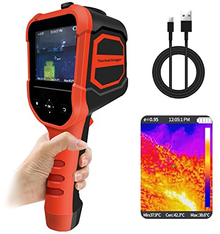 Wärmebildkamera, Handheld Wärmebildkamera mit 220 x 160 IR Auflösung, 3,5 Zoll Farbdisplay, 9 Hz Bildwiederholfrequenz, -4°F~572°F Temperaturbereich, Helligkeitseinstellung, Laserpositionierung