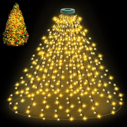 BOLWEO Weihnachtsbaum Lichterkette, 2m 400 LED Weihnachtsbeleuchtung Warmweiß mit 16 Stränge Weihnachtsbaumlichter für 150cm-240cm Weihnachtsbaum | Weihnachtsbaum Lichterkette mit 8 Modi,IP44 Wasserdicht,Memory and Timing Funktion für Weihnachtsbaumschmuck Warmweiß