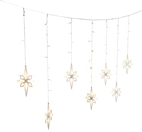 HI 76932 LED Sternen Lichtervorhang warmweiss 135x95cm Batteriebetrieb