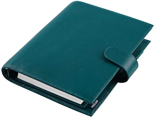 Moterm A5 Luxe Ringe Planer - Echtes Leder Binder Organizer (Kiesel-Tiefes teal,30mm Ring)