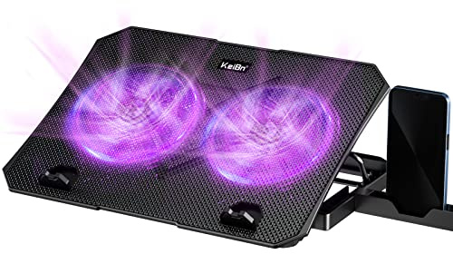 KeiBn Support de refroidissement pour ordinateur portable 2022, 2 ventilateurs pour ordinateurs portables de 10 à 15,6, 5 supports de hauteur, 2 ports USB (S039-violet)