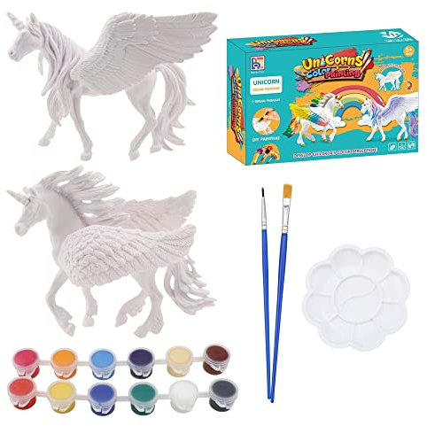 CYUaoao 2Pcs Unicornio Figuras Pintar Creativo Juguete Cumpleaños 15CM Juegos de Niñas Kit Manualidades Regalo Juegos de Pintura