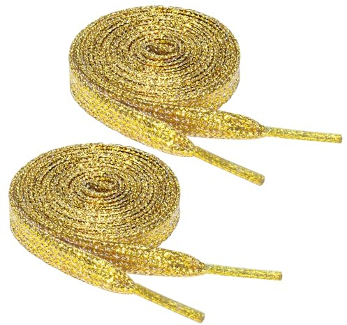 flintronic 2 Paia Lacci Piatti Glitter, Glitter Lacci per Sneakers Scarpe Piatti per Adulti/Bambini-120/140cm