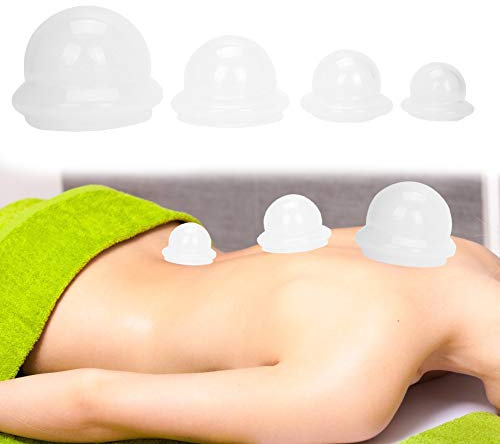 FOOJO Schröpfgläser-Set, 4-teiliges professionelles Schröpftherapie-Set aus Silikon, Anti-Cellulite-Schröpfbecher für Körperschmerzen und Stress, lindert Cellulite-Massagegerät, Massage-Schröpfen