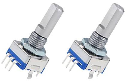 QUARKZMAN EC11 Encoder Code Schalter Potentiometer 360 Grad Drehung | 2 Stück, für Lautstärkeregelung oder Datenauswahl auf LED oder LCD Display [7 Stifte 20mm Welle]
