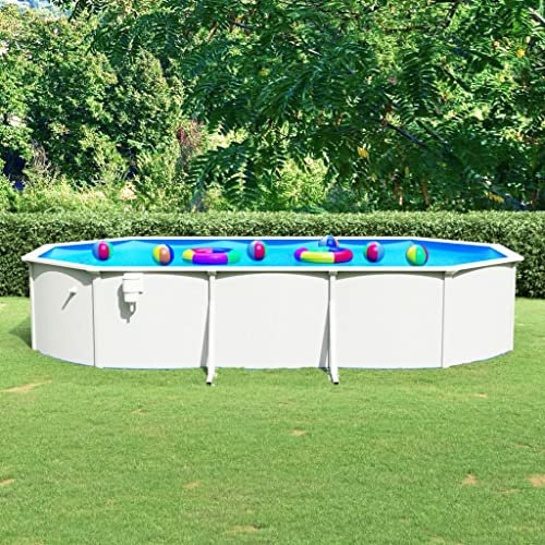 INLIFE Piscina ovale con parete in acciaio, 610 x 360 x 120 cm, bianco, 176,8 kg, 93265