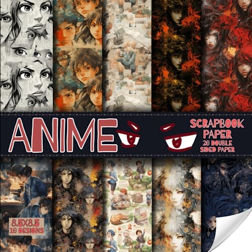 Anime scrapbook paper, 8.5x8.5, 10 Designs, 20 Double-Sided Sheets: Anime Characters Scrapbooking Paper for Junk Journals, Decorative theme craft ... & Mixed Media, Origami, Collage & Card Making
