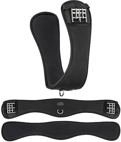 Equinate Kurzgurt Fremont mit 20mm Memory Foam 80cm - anatomischer Bauchgurt, Dressurgurt, Sattelgurt Schwarz