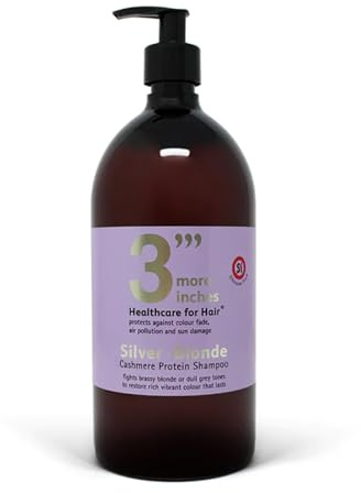 3 More Inches Shampoo biondo argento con proteine del cashmere da 3'''più pollici 1 l - Combatte i toni grigi opachi - Cura esperta dei capelli per capelli biondo argento vibranti