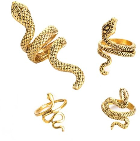 Cubahop Schlange Ringe Set Offene Schlange Stapelringe Gothic Tier Band Ringe Einstellbare Knuckle Ring Set für Frauen Mädchen