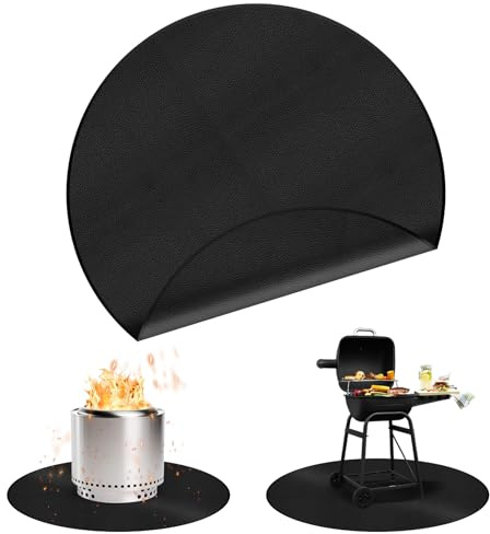 101,6 cm 3-lagige runde Grillmatte, Feuerschalenmatte für Solo-Herd, Lagerfeuer, leicht zu reinigen, wiederverwendbar, wasserdichte Matte, feuerfeste Pads für unter Feuerstelle, Holzkohlegrills