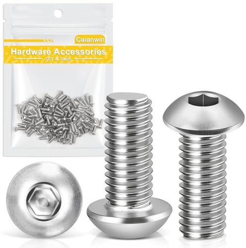 Caianwin Viti a testa bombata M3 x 8 mm, 100 pezzi, in acciaio inox 304, a testa tonda piatta per l'installazione di mobili, settori industriali