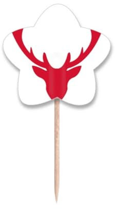 mas Elk Avatar - Palillos de dientes rojos para festivales, con etiqueta de estrella, palillos para cupcakes