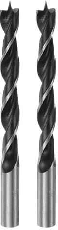 QUARKZMAN 2Pcs Mèches de Perçage Pointe Brad 9,5mm (24/64) Dia Tige Ronde Droite en Acier Mèche Métrique Pointe Brad 3,5 Profondeur de Perçage Mèches en Spirale pour Menuisier Bois