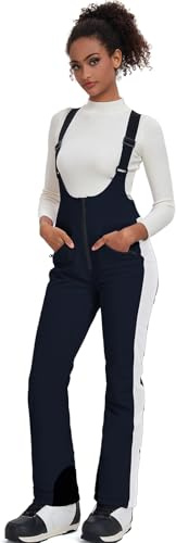 ALSOGO Pantalones de esquí para mujer, aislados, impermeables, resistentes al viento, mono, invierno, snowboard, pantalones de snowboard, cómodos, Azul Tibetano, M