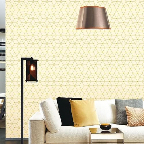 Tapeten Vliestapete Gelbe Geometrie Moderne 3D Tapete Wohnzimmer Tv Sofa Hintergrund,Vliestapete Küchentapeten,Tapete Schlafzimmer,Tapete Flur 10mx0.53m