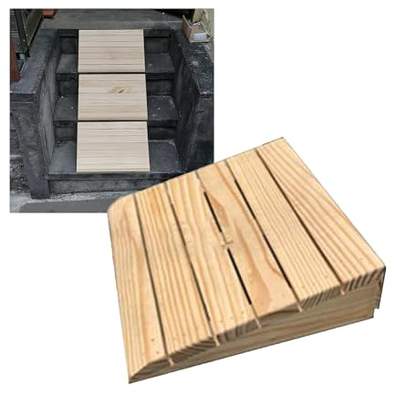 LYUCAYHQ Rampa per Disabili da 7 a 15 Cm per Porte, Rampa Moto, Rampa per Sedia a Rotelle Portatile in Legno, Rampe di Marciapiede per L'Accesso alle Porte(30 * 31 * 8cm/12 * 12 * 3.1in)