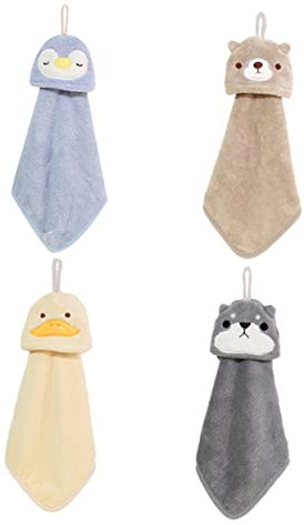 PRETYZOOM Toalla De Mano y Práctica Unidades De y Vellón Orificio para Colgar para Oficina Cocina Dormitorio Baño Salón Animales De Dibujos Animados Color Aleatorio