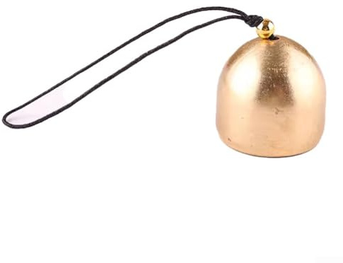 Metallglocken-Windspiel, kleine Größe für Klangspiele, sanfte und friedliche Atmosphäre, stilvolle Goldfarbe (schwarzes Seil)