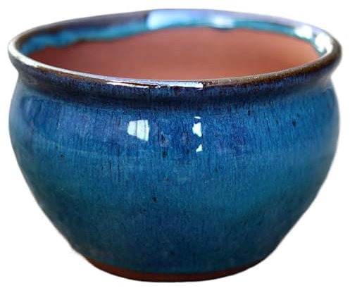 Jorzer Afrikanische Veilchen-Töpfe 5,5 Zoll runde Keramik-Blumentöpfe karibisch-Blauer Blumentopf für Sukkulenten Orchideen Blumen Kräuter Kakteen Keramik-Blumentöpfe