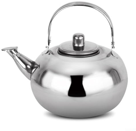 Hervidor silbante de camping, hervidor de acero inoxidable, tetera de cocina, estufa clásica pequeña de té, tetera portátil de ebullición rápida, hervidor de agua, para café, leche, té (14 cm)