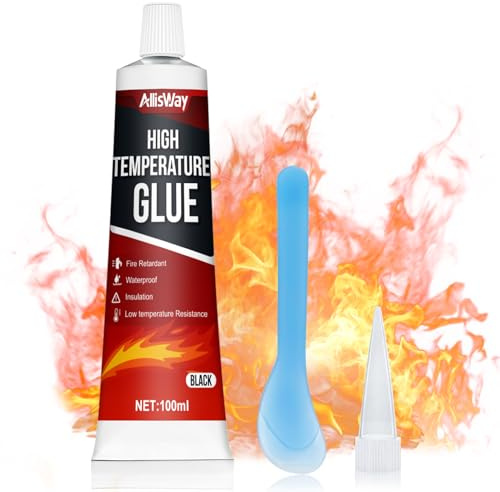 Allisway High Temperature Glue, Heat Resistant Silicone, Heat Resistant Glue, Strong Adhesion, High Temperature Resistance, Suitable for Ovens, Stoves, Fireplaces and Microwave Ovens,100ml, Black