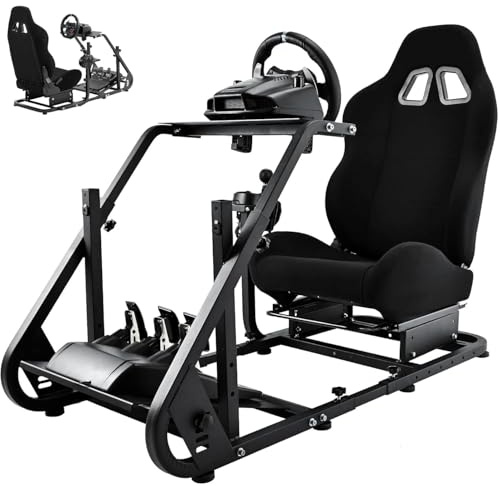 Dardoo G923 Racing Simulator Cockpit with Seat Fit for Logitech G29 G27 G920, for Thrustmaster T150, for Moza, Not Include Wheel, Pedal and Shifter