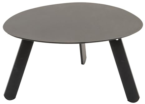 habeig Runder Gartentisch aus Stahl, 74x60x36cm, Grau-Schwarz, Belastbar bis 25kg (schwarz, 55x46x28cm) Gartenbeistelltisch #41054