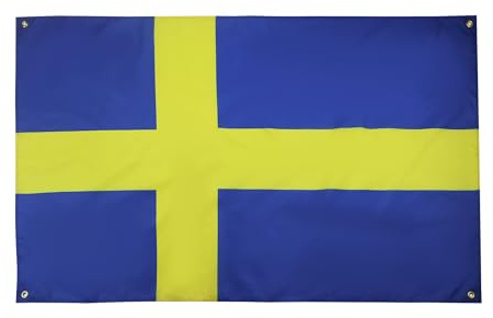 AZ FLAG Bandiera Svezia 150x90 cm Svedese Poliestere Leggero 4 Occhielli | Uso interno bandiera decorativa Sverige doppie cuciture e bordi rinforzati con occhielli metallici