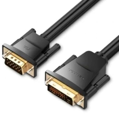 Watio Wave Convertidor DVI a VGA - convierte señales DVI-D a VGA, 1.5 m de longitud, cable negro, ideal para conexión de monitores y dispositivos *
