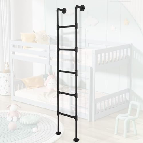 Échelle universelle de lit superposé pour camping-car – Échelle d'escalade réglable en métal noir (119,4 à 200,7 cm) pour dortoir, appartement, camping-car – Escabeau peu encombrant, taille