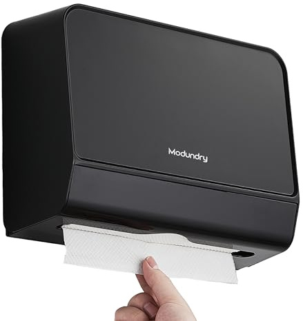 Modundry Papierhandtuchspender Handtuchspender zur Wandmontage ohne Bohren, Kommerziell Papiertuchspender für Küche Badezimmer Büro, hält 200 Blatt (Schwarz)