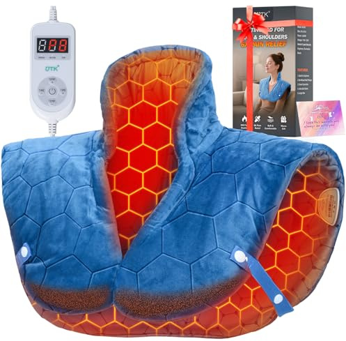 Nalax 30 Sekunden schnelles Heizkissen, 6 x tiefere Schmerzlinderung, Heizkissen für Nacken und Schultern und Rücken, 8 Heizoptionen, max. 70 °C, automatische Abschaltung, extra groß, 61 x 50 cm mit