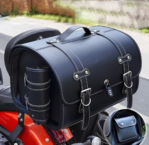 Motorrad-Hecktasche, für BMW R1200RT R1250GS, Leder-Hecktasche, Motorrad-Gepäckkoffer, Allwetter-Gepäcktasche,Black