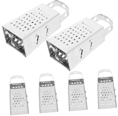COLLBATH Kleine Reibe Edelstahl Kleiner 4-seitige Käsereibe für Käse Karotten und Kürbis Rutschfest 6 Stück für Küche und Restaurant