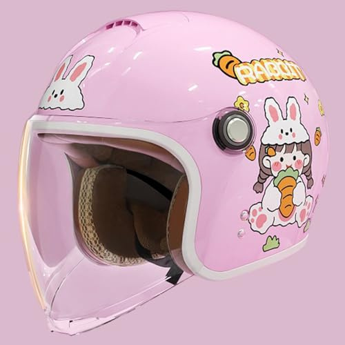 Children's Motorcycle Crash Helmet, ECE 22.06 Approved Kids Moped Helmet for 3-12 Years Old Boys and Girls, 3/4 Kids Jet Helmet, Scooter Helmet A,48-55cm