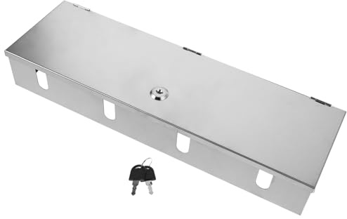 DOITOOL Caja Protectora para Enchufes Eléctricos de Pared 4 Posiciones 86 Tipo Acero Inoxidable 120×400 MM Resistente Intemperie con Cerradura y Tapa Transparente para Uso en
