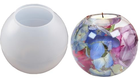 Yuelulala Sphere Resin Molds, Ball Shape Silicone Molds, One-Piece 3D Seamless Globe Epoxy Resin Molds for DIY Crafts, Flower Keepsakes, Candle Wax, Homemade Soap, Bath Bomb, Home Decor (A255-1)