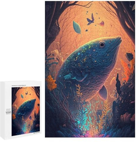 Puzzles pour Adolescents 1000 Pièces Puzzle Forêt Enchanté Poisson pour Adultes Jeux de Réflexion Décoration de la Maison Activités Amusantes à La Maison 1000 Pièces