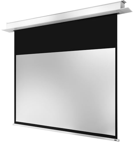 celexon Professional Plus Écran de projection encastrable motorisé 130 | 280x158cm 16:9 | Écran de cinéma maison 4K Full HD pour vidéoprojecteurs | installation au plafond | interrupteur mural fourni