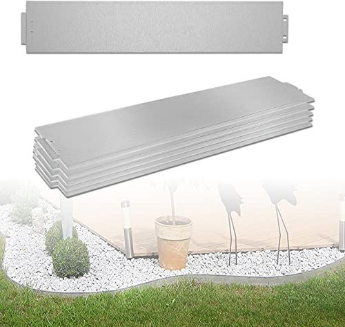 LARS360 5m Bordure de Jardin Gazon en Acier Galvanisé Bordure pour Pelouse Palissade Acier Galvanisé Barrière pour Jardin Plantes Potager, Hauteur: 15cm